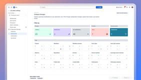 Once you're ready to deploy a snapshot to another system, for example from sandbox to production, a detailed pre-deployment analysis shows all additions, modifications, customizations, errors, and warnings.