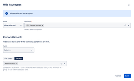 Hide obsolete issue types for all users, except those with the Administrator project role