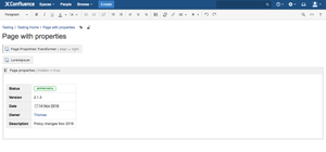Positioned Page Properties Panel macro in page edit mode