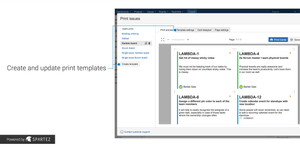 In Agile Cards popup you can add and edit multiple print templates. Different project or task types may require custom templates. Several fields from popular Jira plugins, like Tempo or Insight are available.