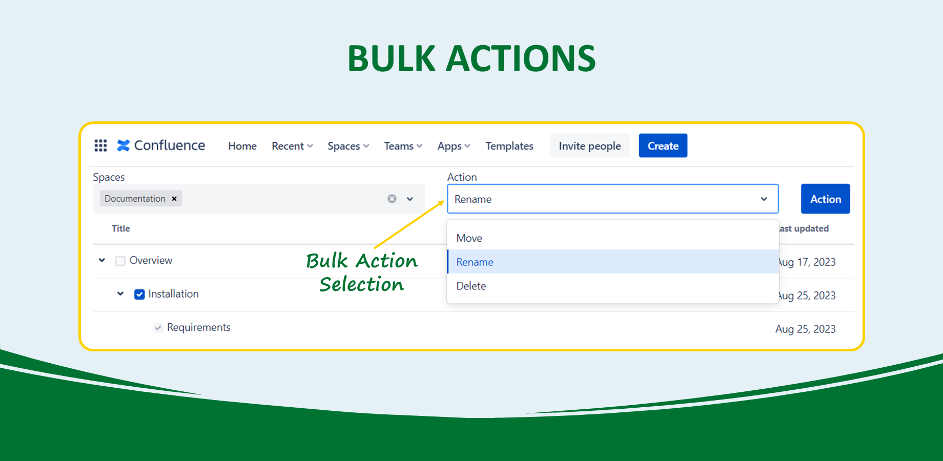 Bulk Actions: Move, Rename and Delete Pages