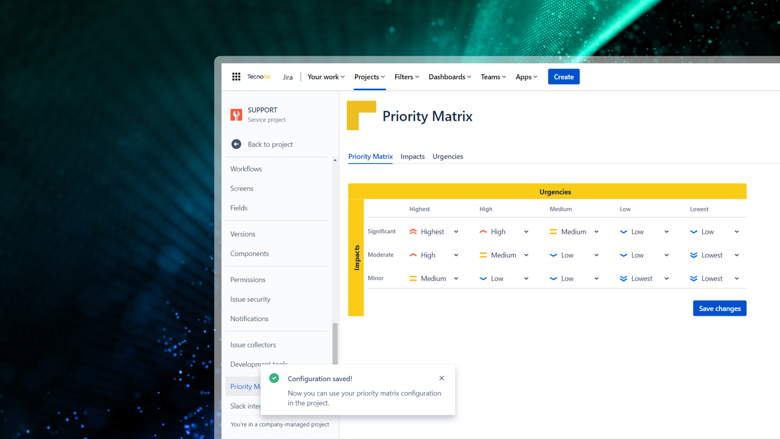 In Project settings, click in Apps>Priority Matrix