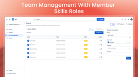 Team Management With Member Skills Roles : Team Management member list/skills view