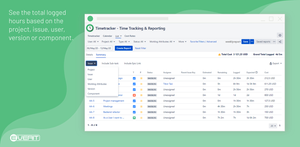 See the total logged hours based on the project, issue, user, version or component.