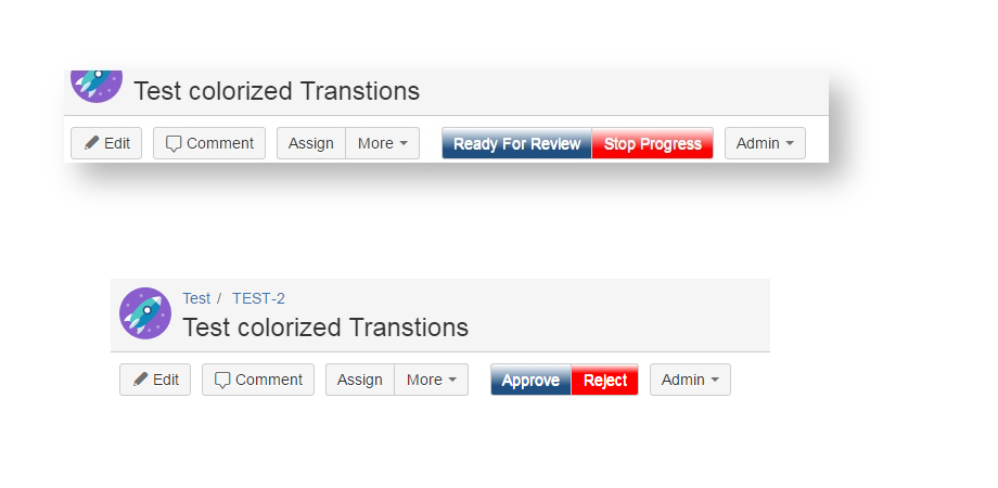 As soon as you have qualified your transitions directly in the Workflow, they are colorized as wanted.