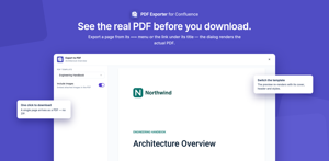 Export any page from its ••• menu and see the real PDF before you download