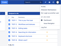 Menu items for admins and users with access