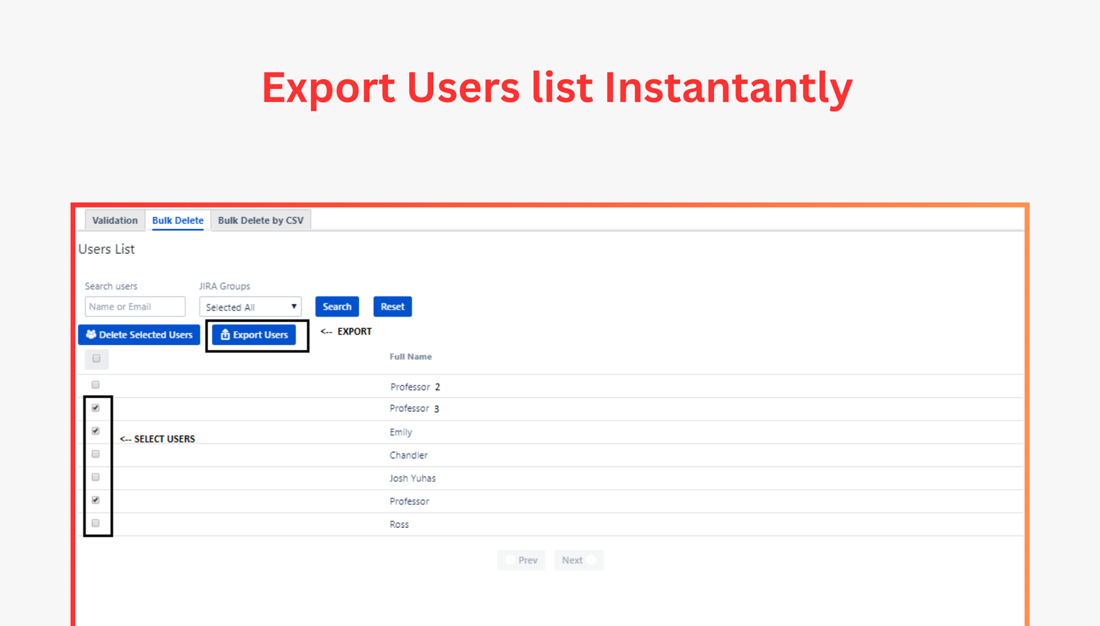 Export users list in an instant