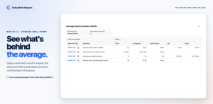 See what’s behind the average.
Drill down into the exact work items and status durations contributing to an average.