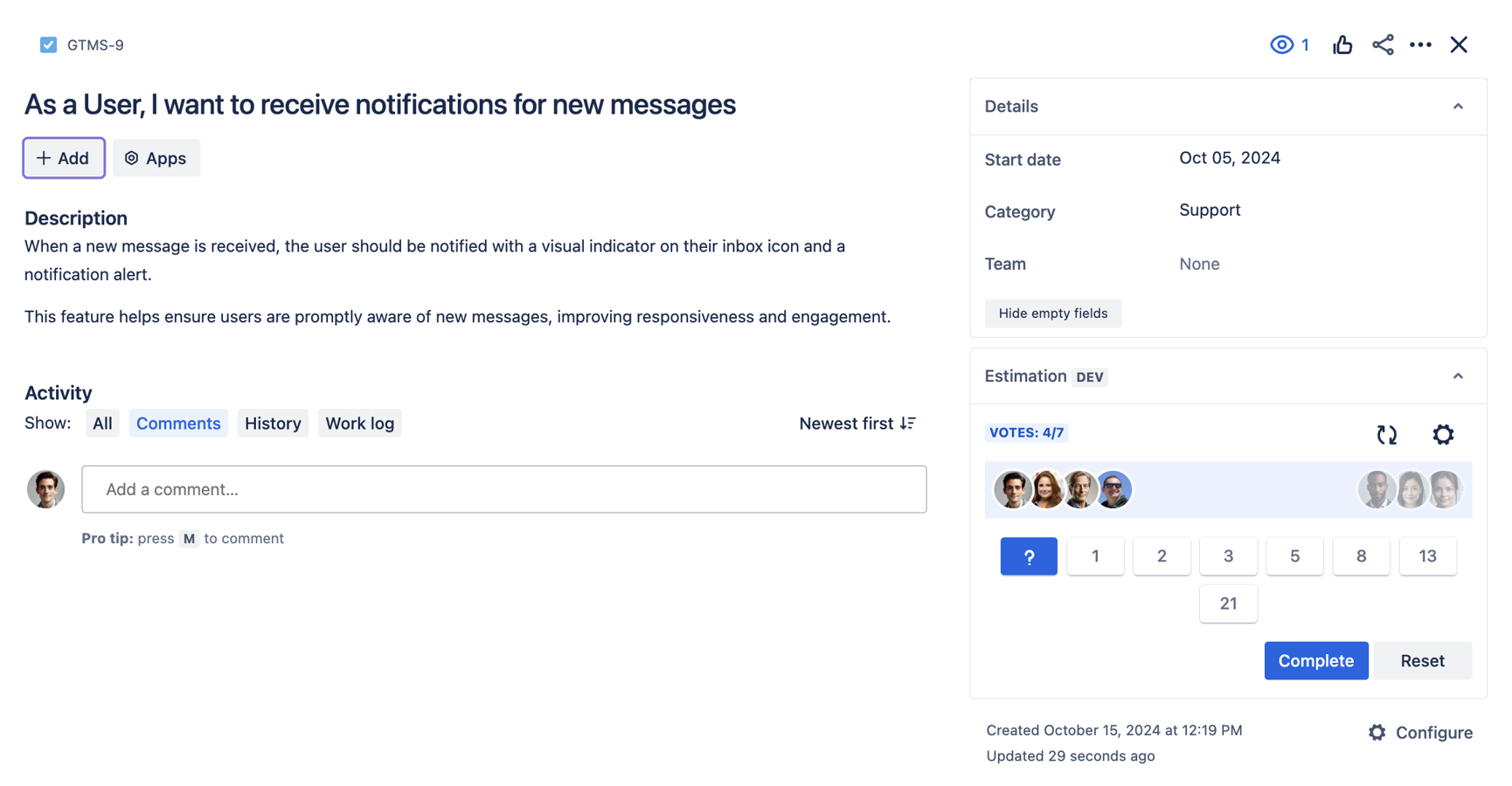 Estimation is in progress