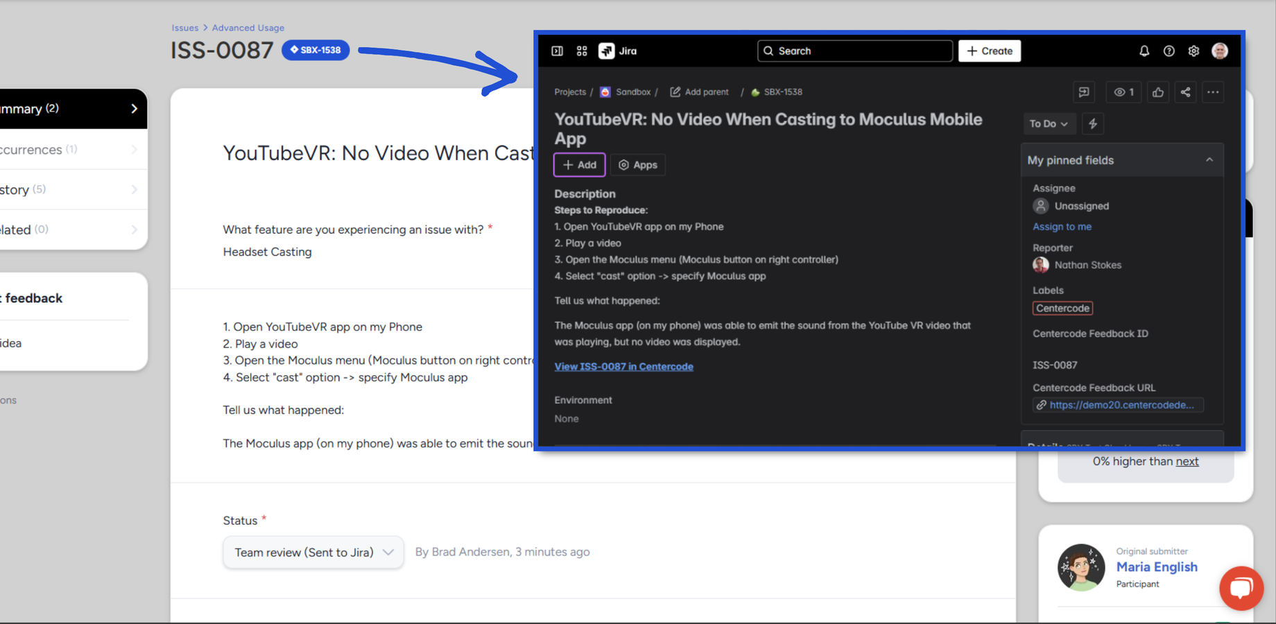 Automatically create Jira issues from tester feedback, complete with steps, context, and direct links—so your team can triage and resolve faster.