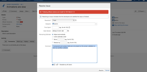Workflow validator does not allow issue status to be updated (for example resolved, closed) with incorrect version numbers for the selected component(s).