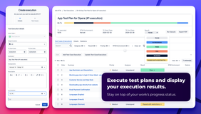 Execute test plans and display your execution results. Stay on top of your work's progress status.