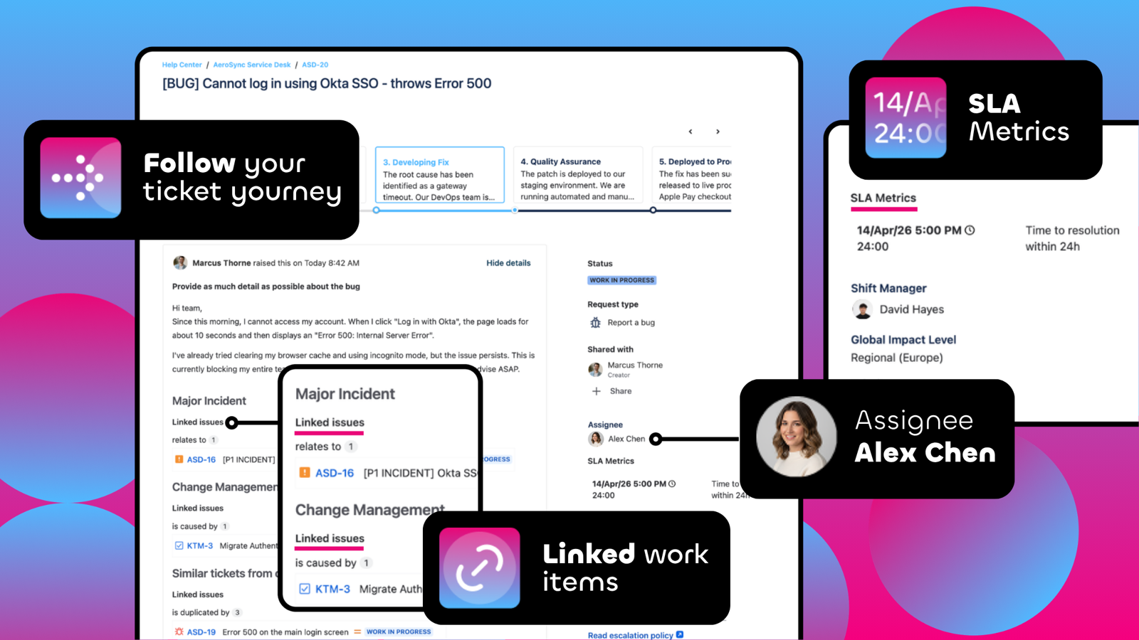 Customize Jira service desk portal and decide what extra data you display. Eliminate spare questions thanks to additional field values on the request details view, and create one source of truth.