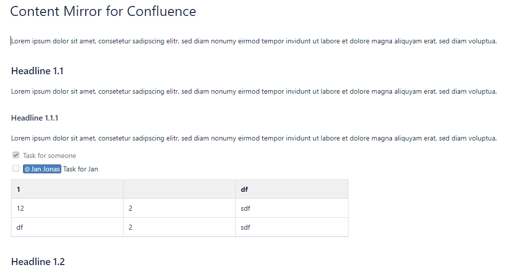 A preview of the mirrored content is shown when editing a page.