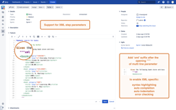 Support for XML step parameters