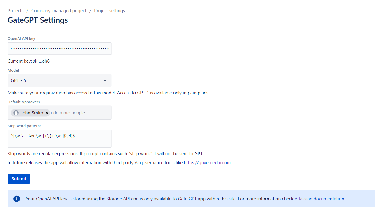 Define governance rules and proxy access to GPT