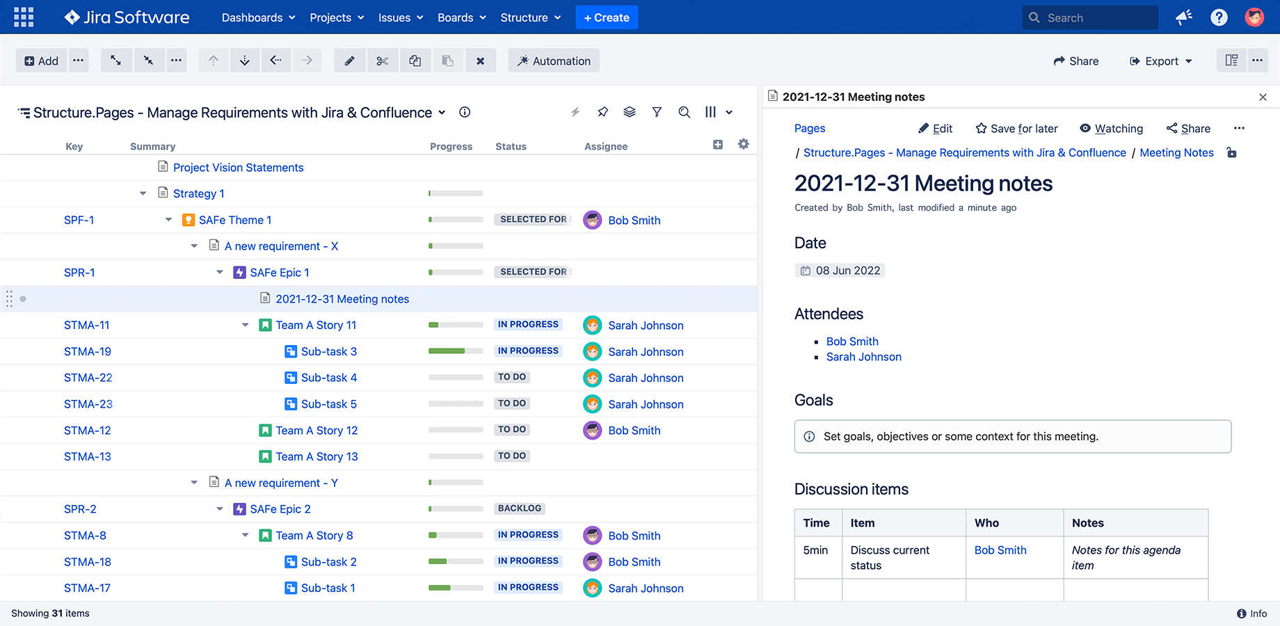Сreate meeting notes and memos alongside related Jira issues, without switching applications.​