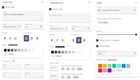 Personalize charts by changing colors, titles, labels, alignment, formatting and  spacing