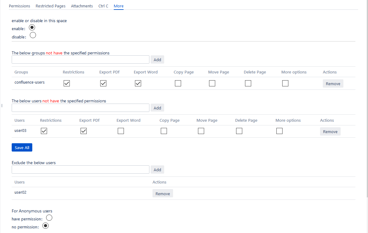 Disable page more actions