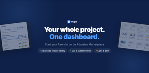 Plugio Suite — advanced Jira dashboards built from a deep widget library on one drag-and-drop canvas.