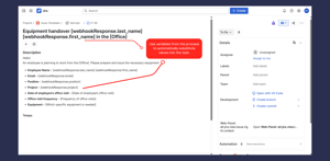 Use variables inside square brackets to autofill data in tasks