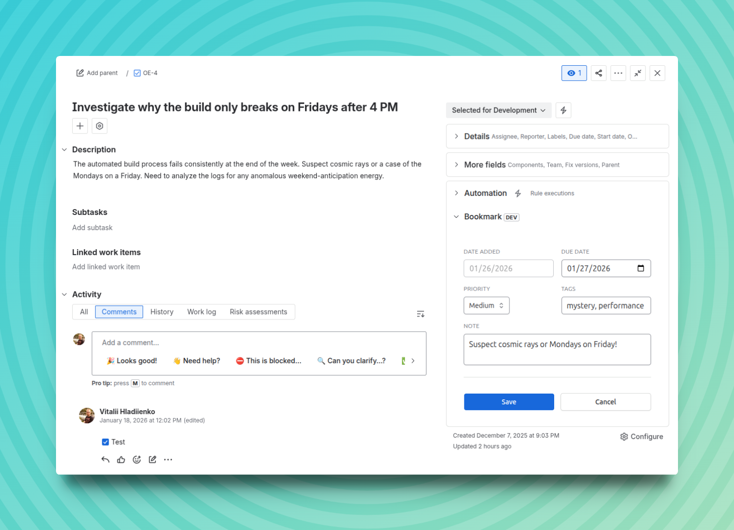 Set priority, add a private note, and tag bookmarks directly from the sidebar.