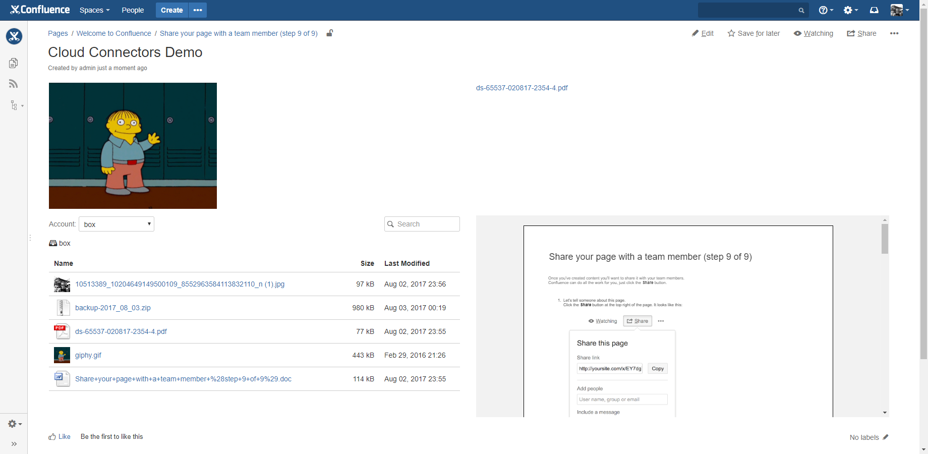 Insert cloud content into a page