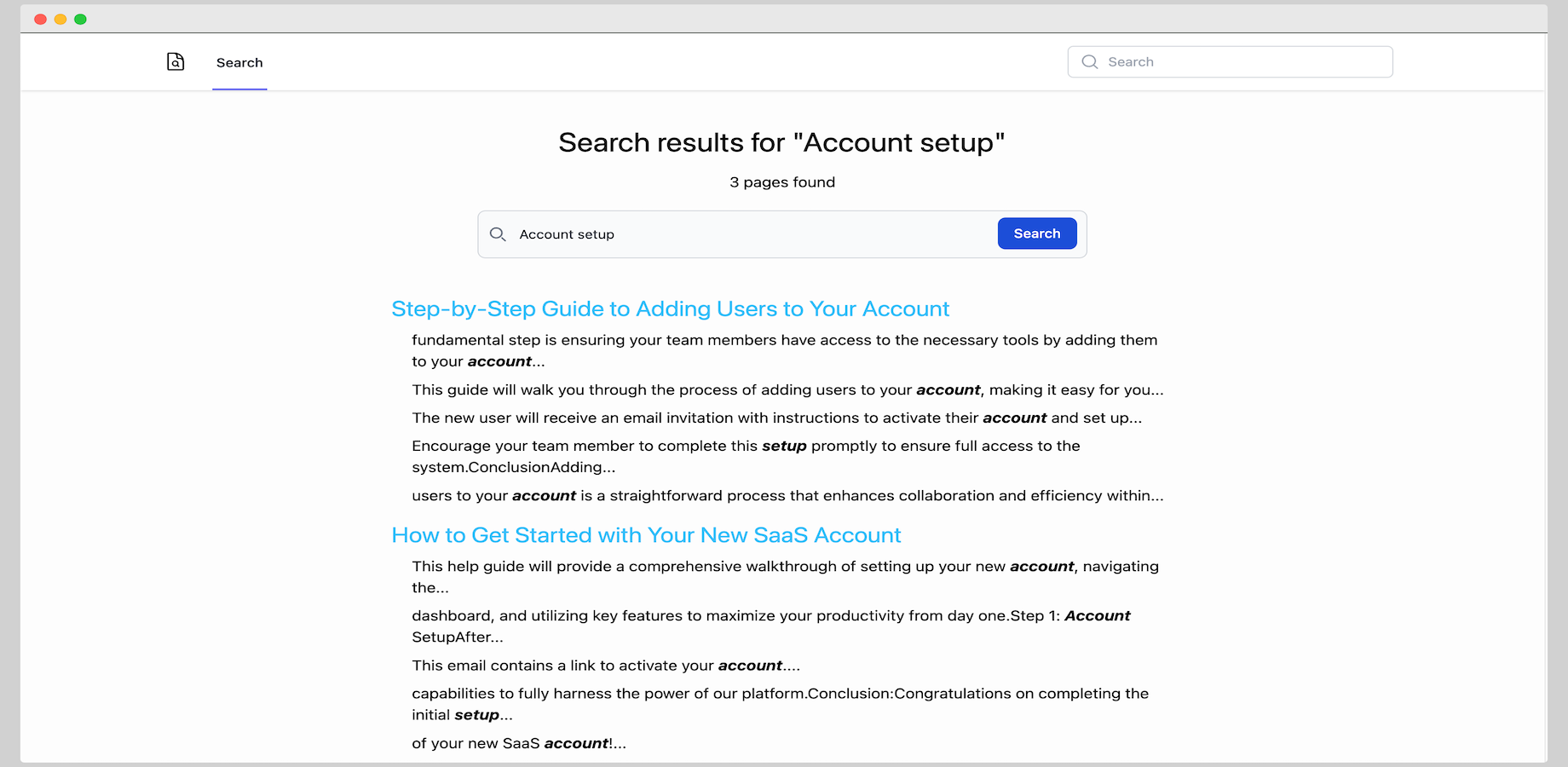 Astro-docs search results page