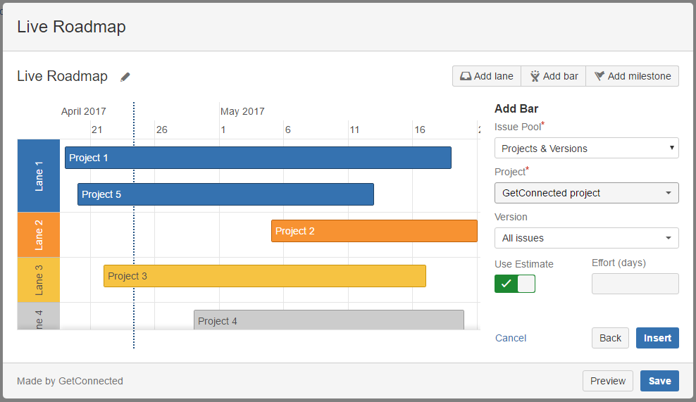 Hook the roadmap to your Jira data