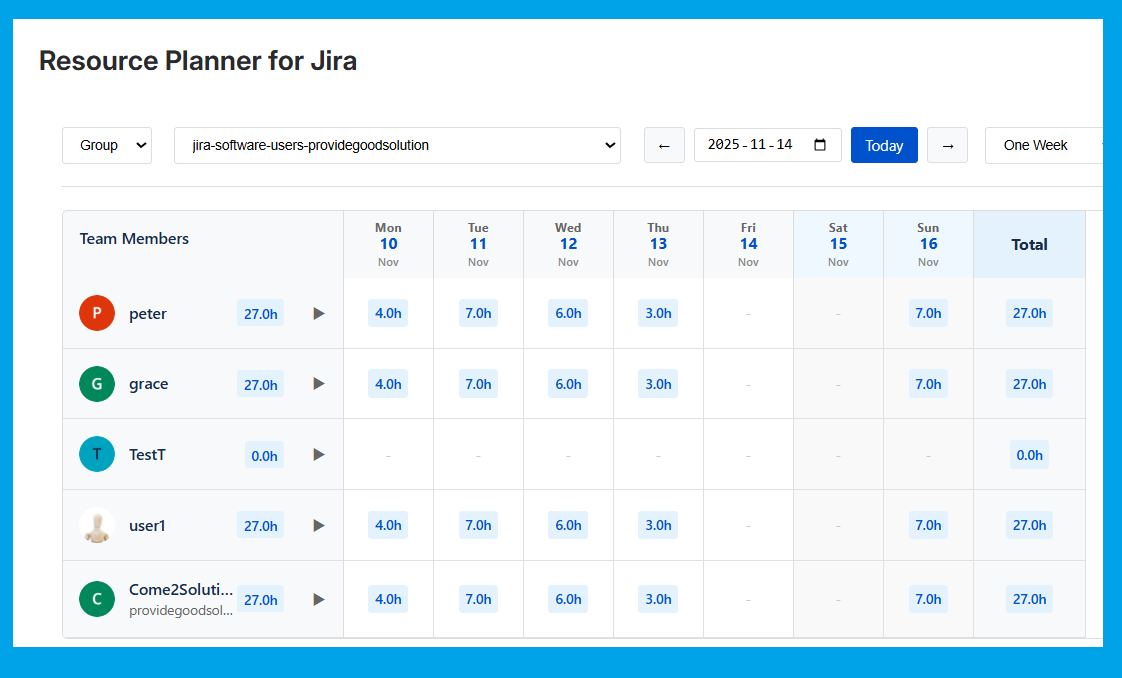 Book the hours for the Team & User