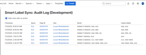 Audit log on global settings