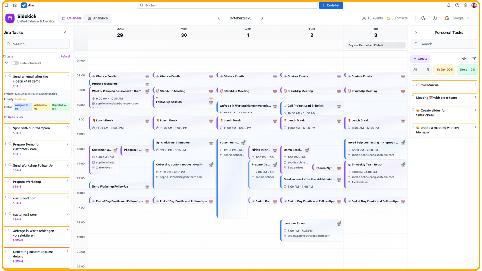 Calendar + Jira Tasks + Personal Tasks = 💜