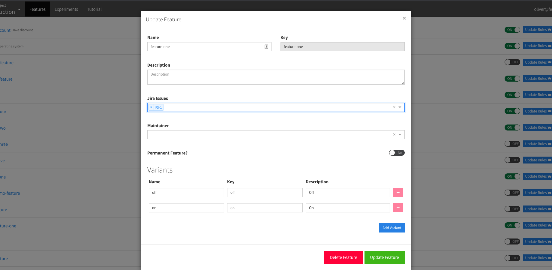 Zero configuration startup and comprehensive Jira integration within Jira and featureflow