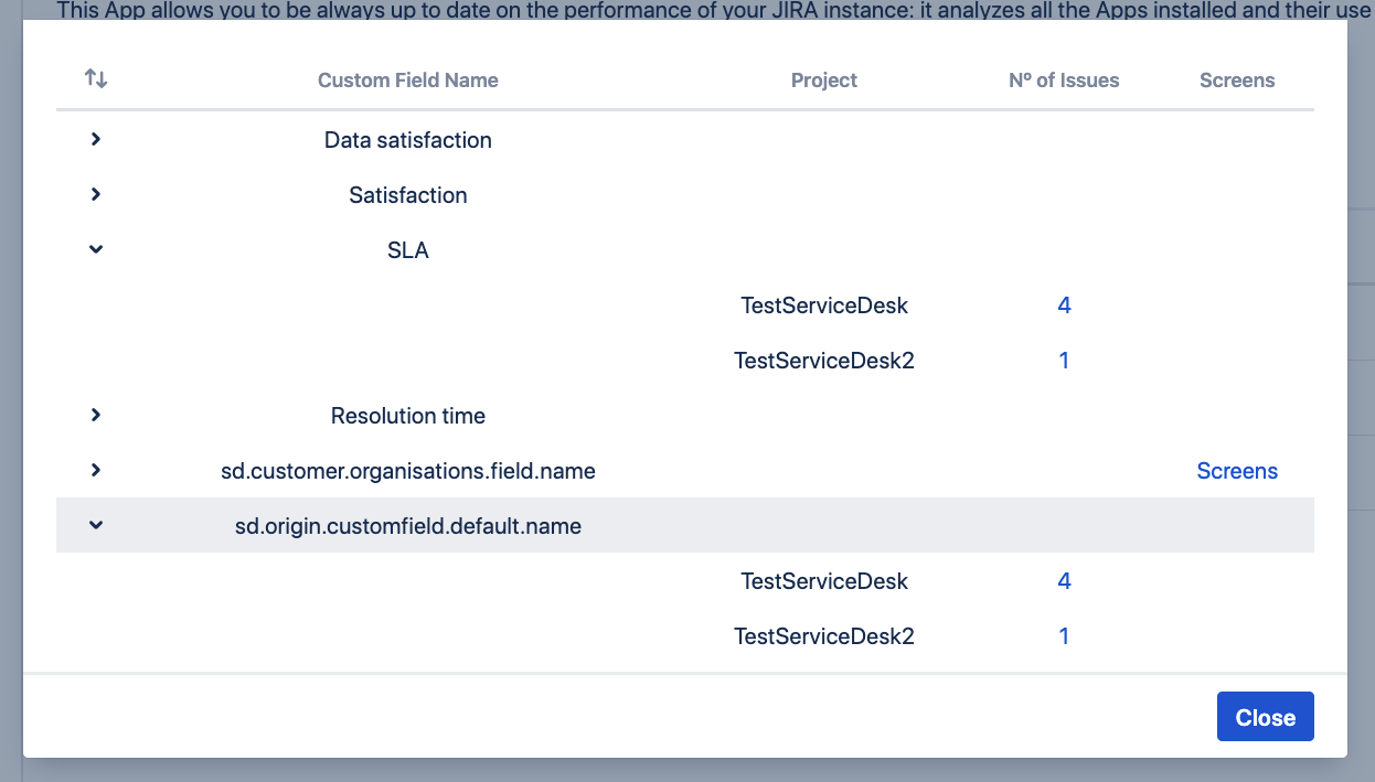 Usage on custom fields