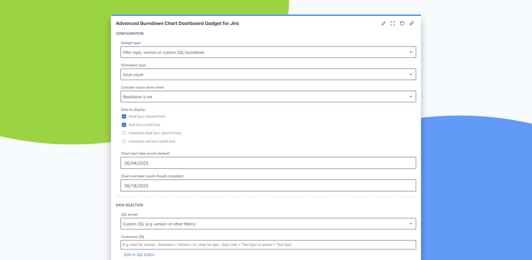 Track progress of any data in a JQL filter