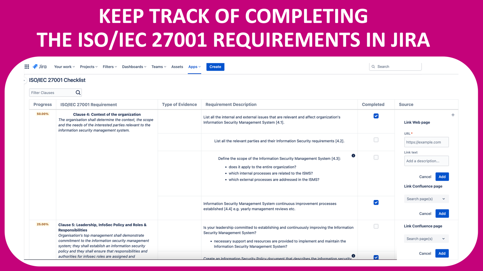 Track progress of ISO 27001 compliance