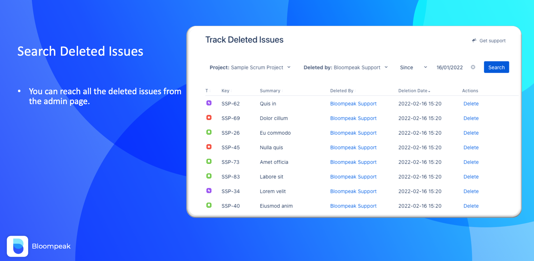Search Deleted Issues