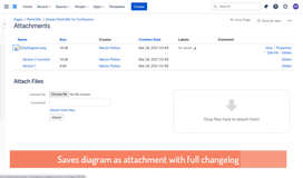 Saves diagram as attachment with full change history