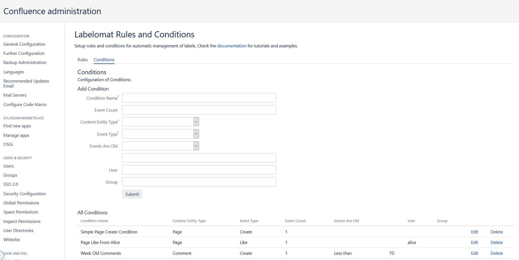 Conditions helps you to better specify rules.