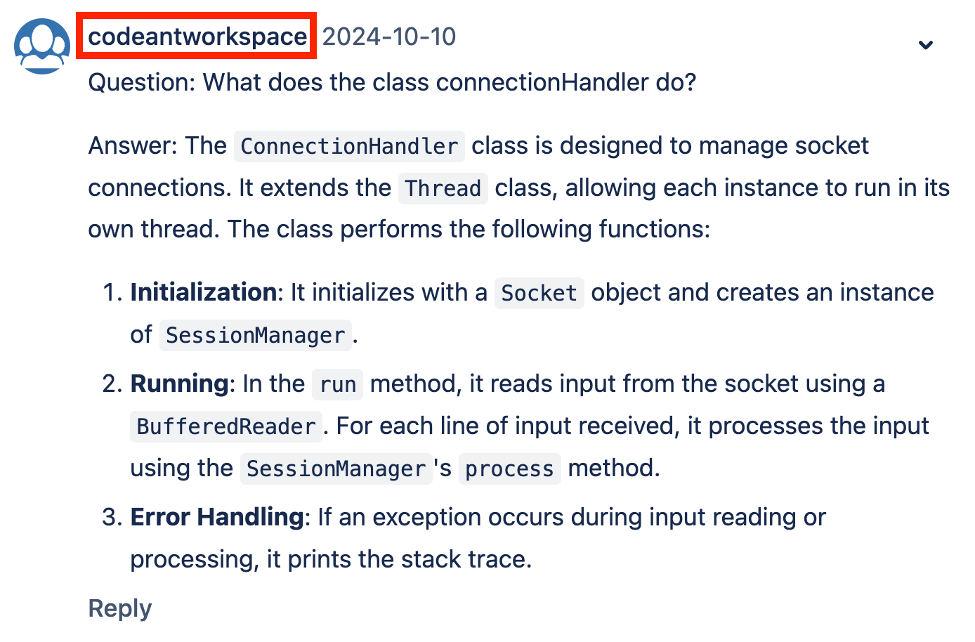 Chat with the CodeAnt AI bot to understand the issues in-depth and fix them quickly.