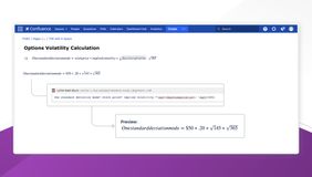 Equations can be displayed in line with the surrounding text or in a new block of text. Both are rendered instantaneously in the editor to be easily edited.