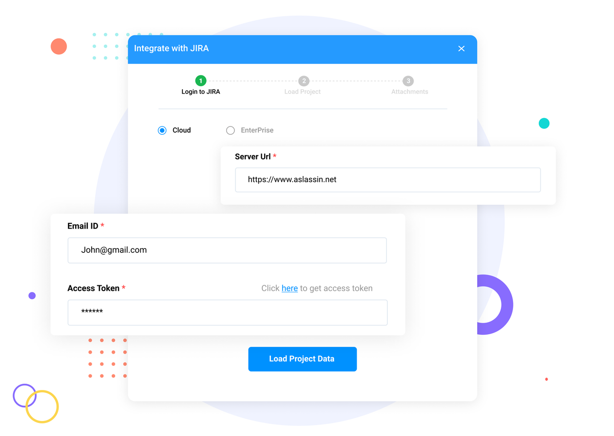 Enter the credentials to sync to Jira Cloud