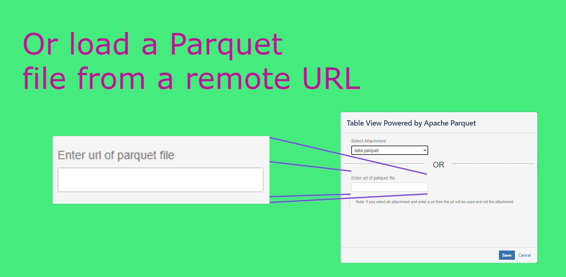 Or display Parquet files from URLs