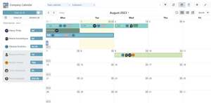 Users tab displays users and total time for them. Here, you can filter events per user.