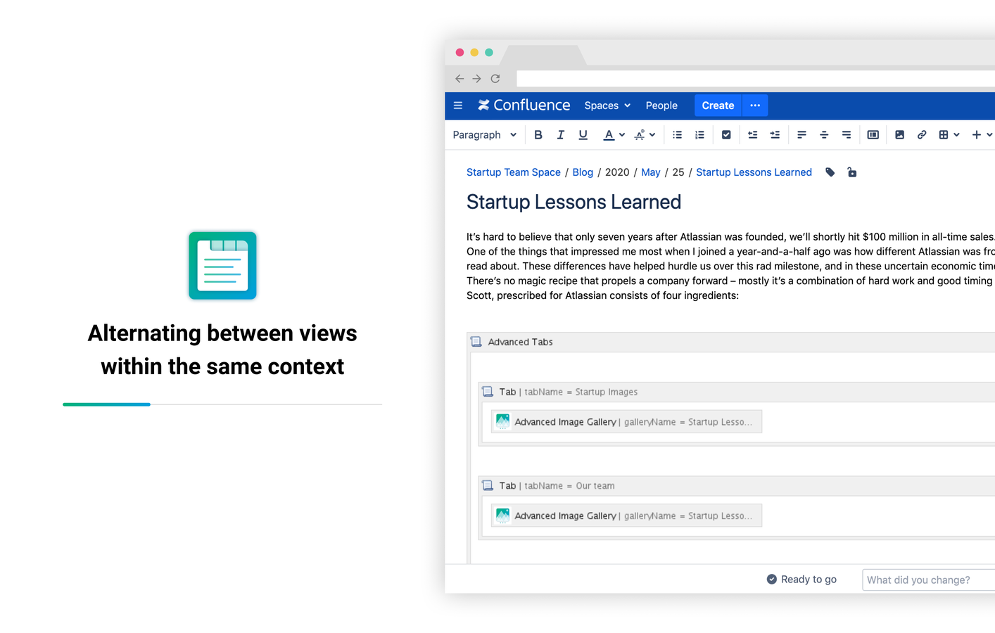 Group content and insert individual sub-tabs