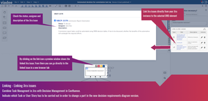 Link Jira issues and combine Task Management in Jira with Decision Management in Confluence.