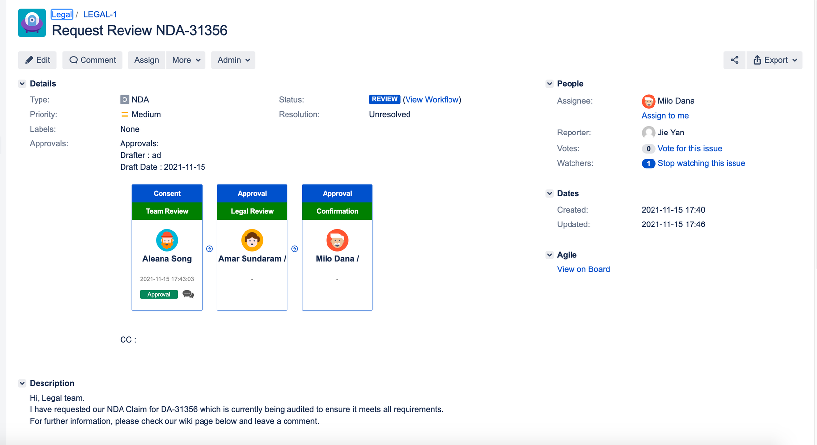 Automatically applied Approval Path by Project