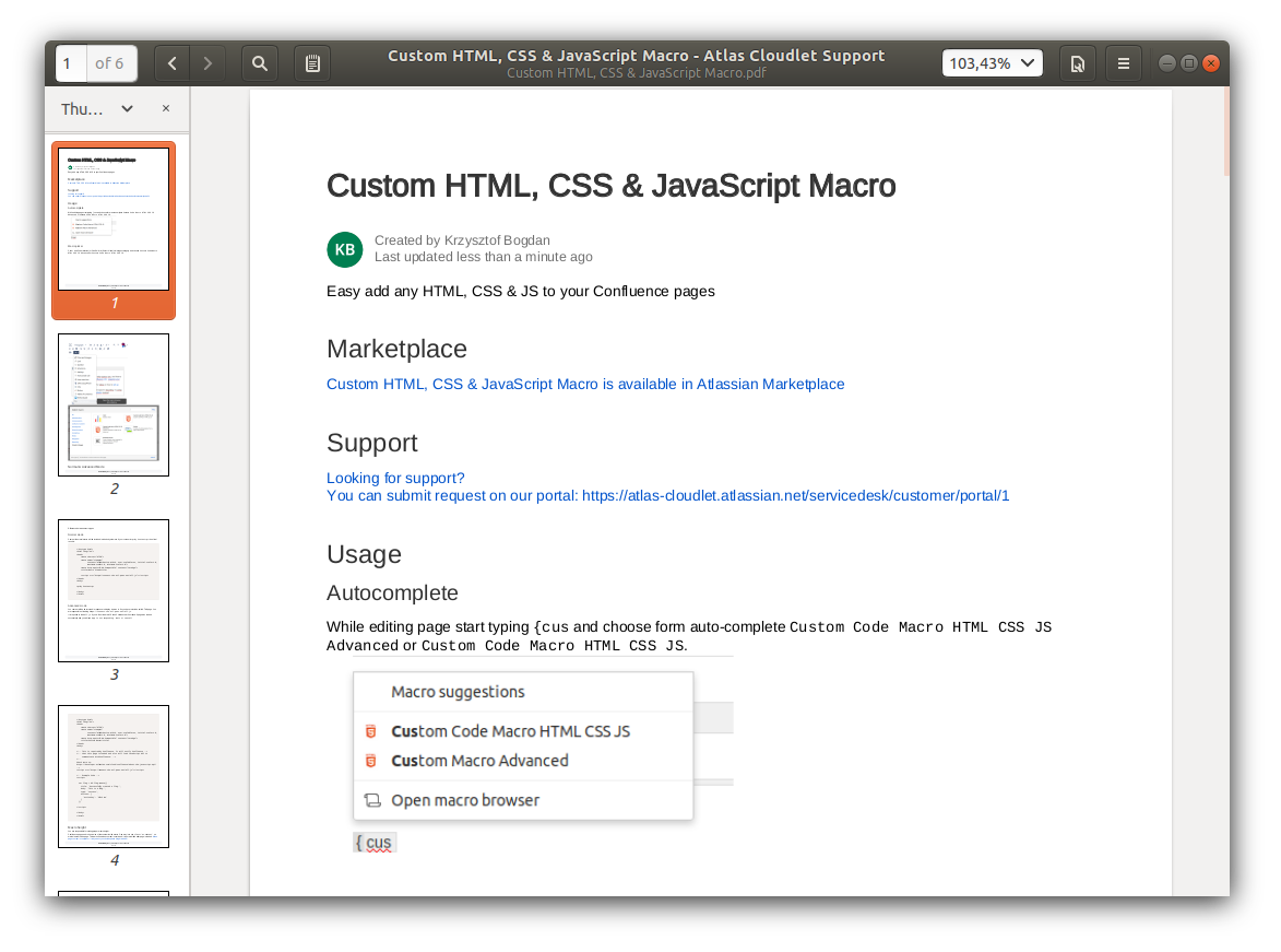 Example of pdf file generated by Easy PDF Export for Confluence
