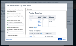 To improve your content, you can see what your users are looking for and analyze the data through the Instant Search Log Table Macro.